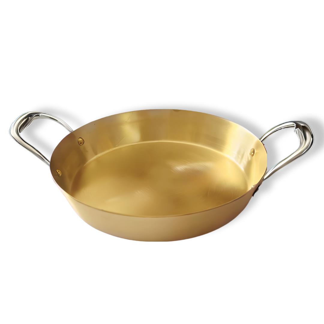 Double Handle Brass Frying Pan -25 cm