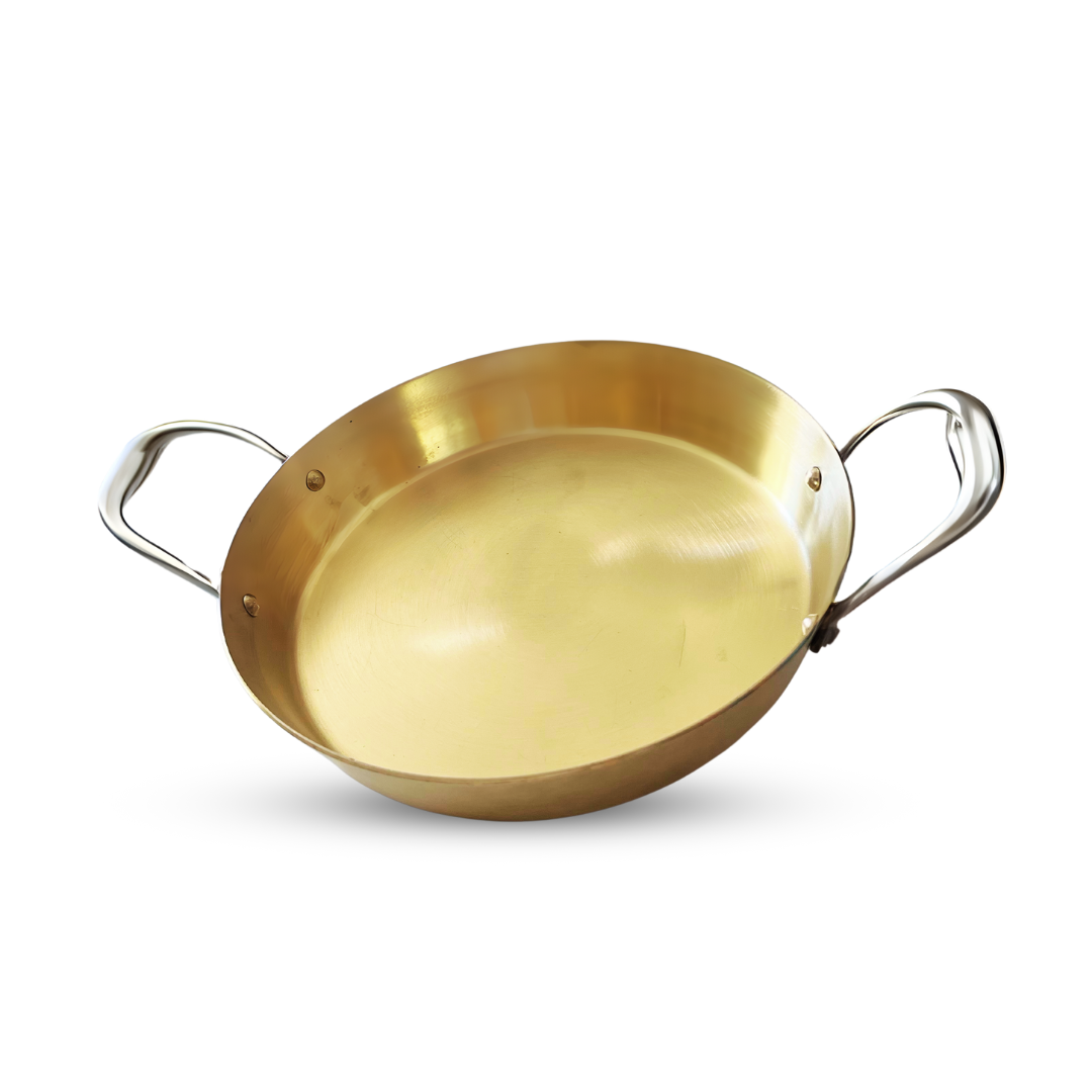 Double Handle Brass Frying Pan -25 cm