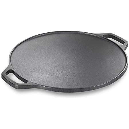 Pre seasoned large cast iron tawa double handle