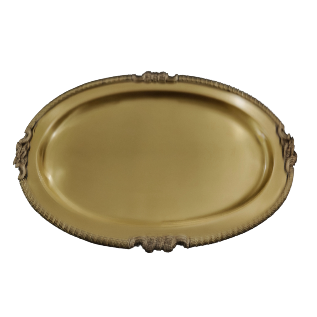 Elegant Brass Decorative Tray with Two Embossed Bowls – Perfect for Home Décor & Gifting