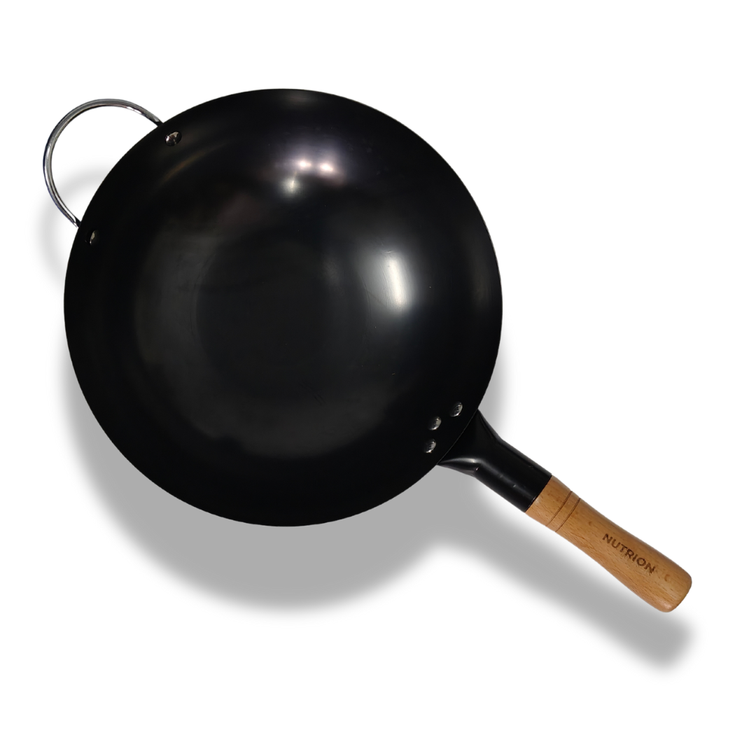 Chef Special Professional Large Carbon steel wok with wooden handle